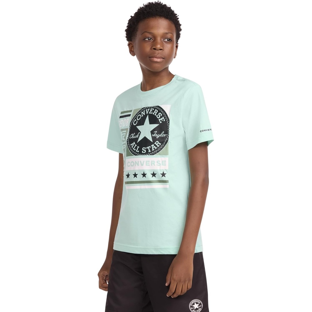 image:imageConverse Boys Multi Logo Graphic TShirtLight Aqua Spark