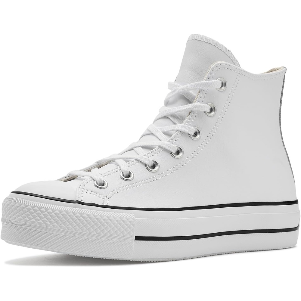 image:imageConverse Chuck Taylor All Star Hightop Platform Leather SneakersWhiteBlackWhite