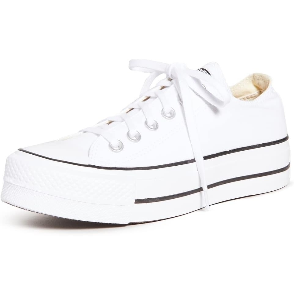 image:imageConverse Chuck Taylor All Star Low Top Platform LeatherWhiteBlackWhite