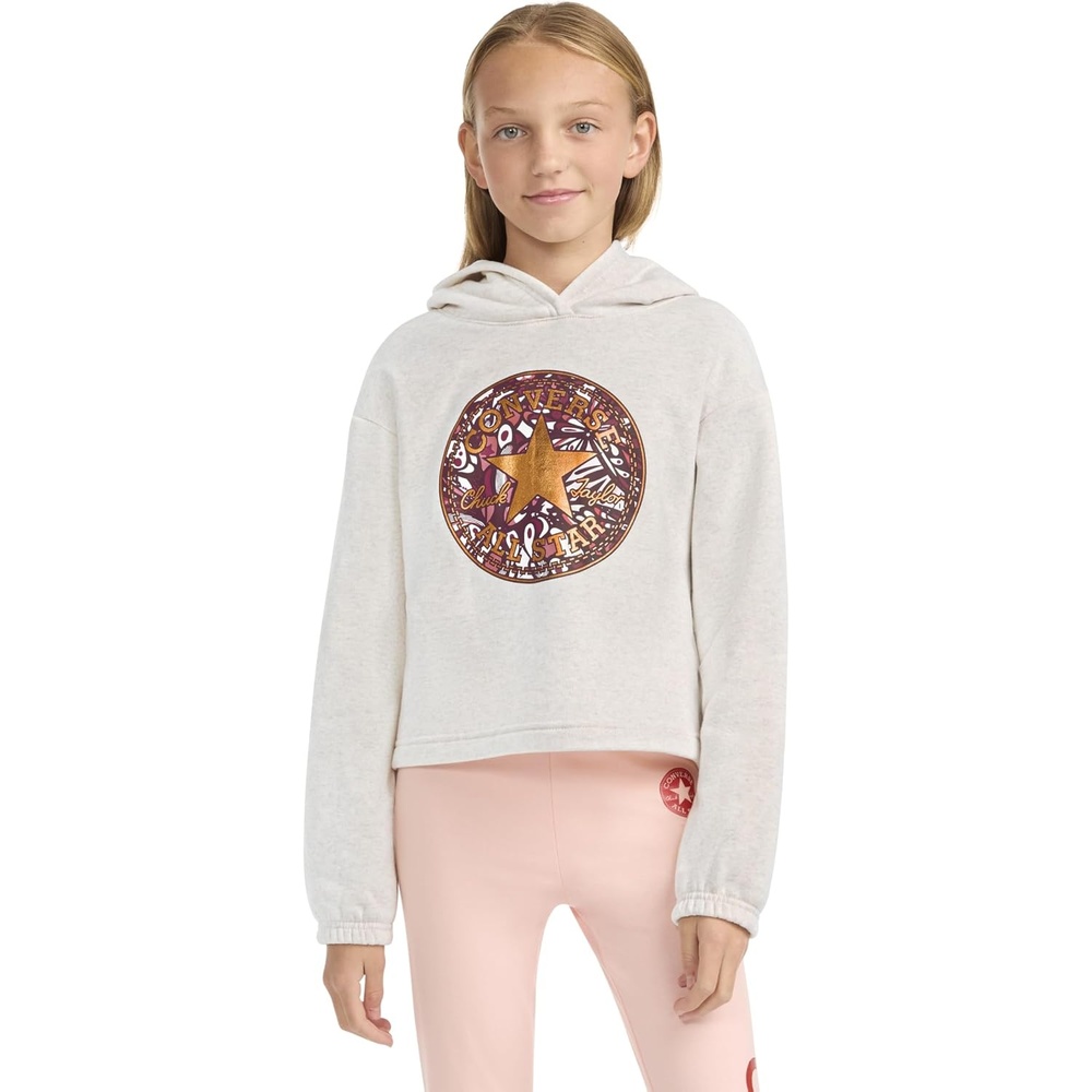 image:imageConverse Girls Print Fill Chuck Patch Graphic Pullover HoodieEgret HeatherGold