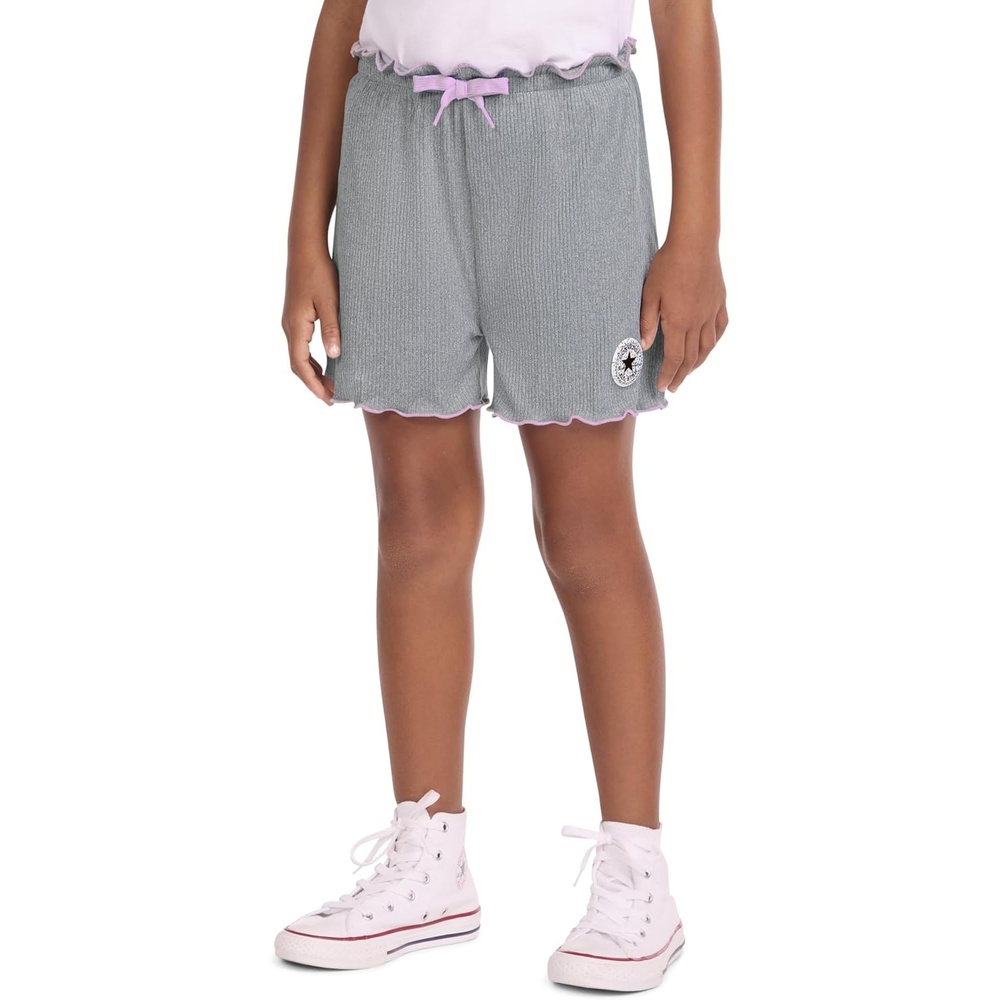 image:imageConverse Girls Ribbed Lettuce Hem ShortsGrey Heather