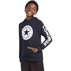 Converse Boys’ Chuck Patch Graphic Fleece Pullover Hoodie(Black)