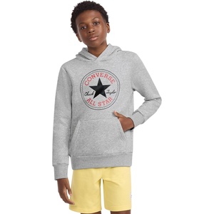 Converse Boys’ Chuck Patch Graphic Fleece Pullover Hoodie(Dark Grey Heather)