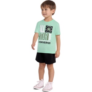 Converse Boys’ Graphic T-Shirt and Fleece Cargo Short 2-Piece Outfit Set(Light Aqua Spark/All Star)