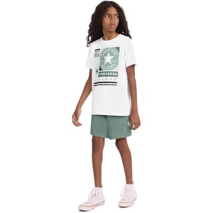 Converse Boys’ Graphic T-Shirt and Fleece Cargo Short 2-Piece Outfit Set(White/Multi Logo)