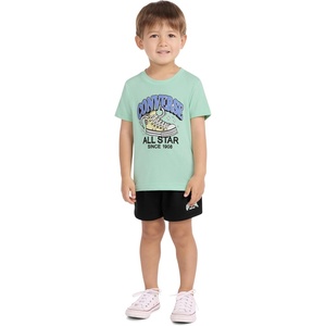 Converse Boys’ Graphic T-Shirt and Fleece Short 2-Piece Outfit Set(Light Aqua Spark/Black)