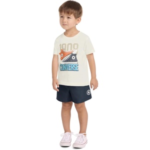 Converse Boys’ Graphic T-Shirt and Woven Short 2-Piece Outfit Set(Egret/Sneakers)