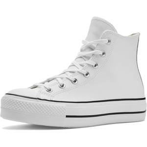 Converse Chuck Taylor All Star High-top Platform Leather Sneakers(White/Black/White)