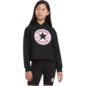 Converse Girls’ Classic Chuck Patch Graphic Pullover Hoodie(Black)