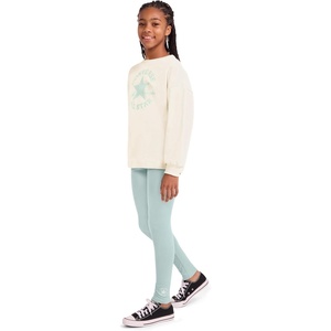 Converse Girls’ Graphic Crewneck Sweatshirt and Leggings 2-Piece Outfit Set(Mint Condition)
