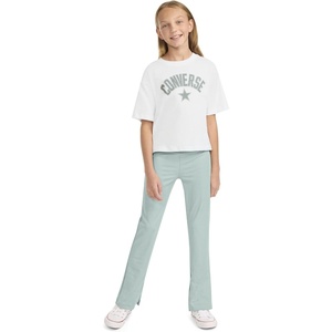 Converse Girls’ Graphic T-Shirt and Flare Leggings 2-Piece Outfit Set(Mint Condition/Silver)