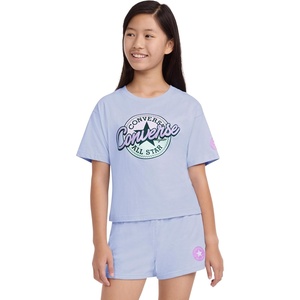 Converse Girls’ Graphic T-Shirt and French Terry Shorts 2-Piece Set(Cloudy Daze)