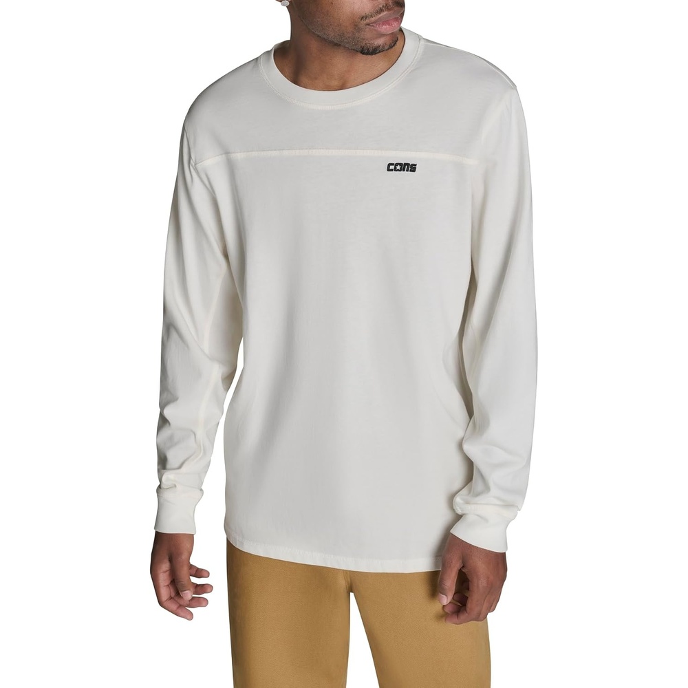 image:imageConverse Mens Cons Long Sleeve Casual Cotton TShirtEgret