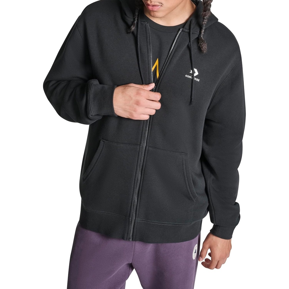 image:imageConverse Mens Left Chest Star Chevron Embroidered Full Zip HoodieBlack