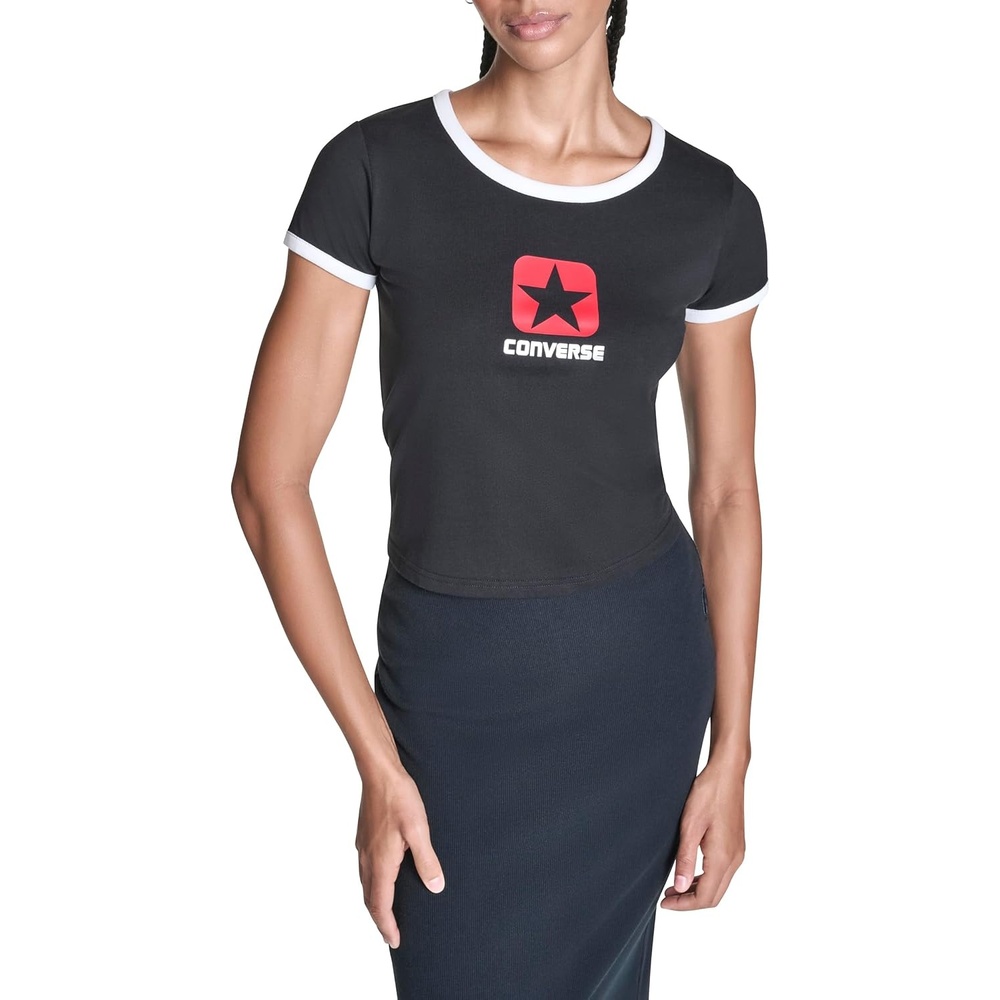 image:imageConverse Womens Casual Box Star Crew Neck TShirtBlack