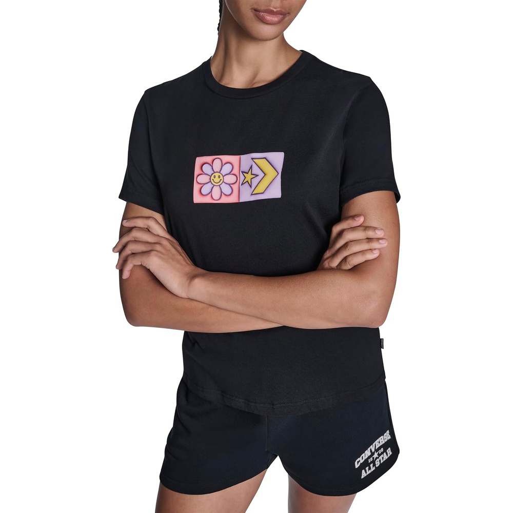 image:imageConverse Womens Inflated Squared Flower Cotton TShirtBlack