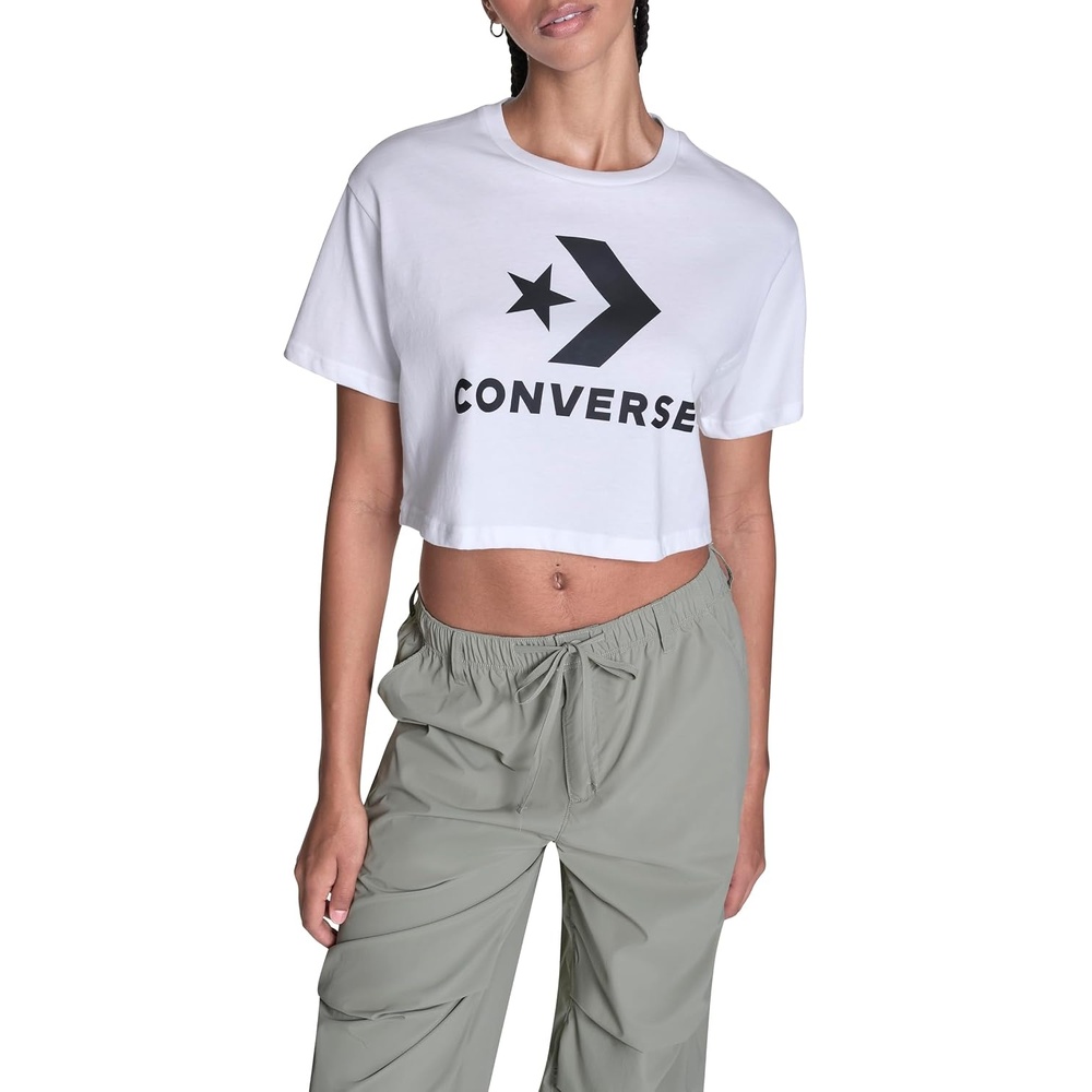 image:imageConverse Womens Star Chevron Embroidered Sporty Knit TopWhite