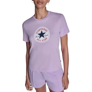 Converse Womens Casual Chuck Patch Logo Crew Neck T-Shirt(Lavender Latte)