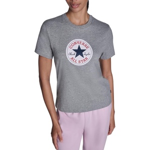 Converse Womens Casual Chuck Patch Logo Crew Neck T-Shirt(Vintage Grey Heather)